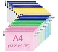 MerryNine Zipper Pouch Document Bag(5 Colors 20 Pack) Letter Size Waterproof Document Pouch for School Office Supplies Cross Stitch Organizing Storage