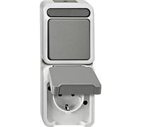 Merten Aquastar 4042811211684 Prise combinée Schuko LGR MEG3497-8029 avec Fermeture à 1 pôle