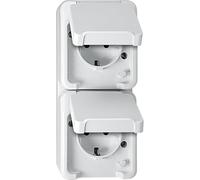 Merten Aquastar Shuko Double Prise Double Surround. BRS Vertical, Blanc Polaire, Meg2328 8019