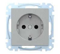 Merten MEG2300-0460 Prise SCHUKO en aluminium avec protection renforcée contre les contacts accidentels et bornes à fiche Système M