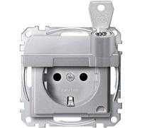 Merten MEG2315-0460 Prise SCHUKO avec couvercle verrouillable et prise de terre Différentes fermetures BRS et bornes enfichables Aluminium AquaDesign
