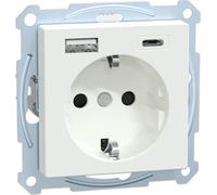 Merten MEG2367-0325 Prise de courant avec contact de protection et chargeur USB Blanc actif Système M