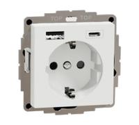 Merten MEG2367-0325 Prise de courant avec contact de protection et chargeur USB Blanc actif Système M