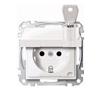Merten MEG2315-0319 Prise verrouillable avec couvercle rabattable + protection renforcée contre les contacts accidentels Système M blanc polaire avec serrure Différents types de fermeture