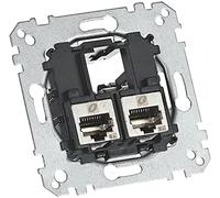 Merten Plaque de support double MEG4576-0022 avec module de raccordement Schneider Electric - Actassi RJ45 Cat6A STP