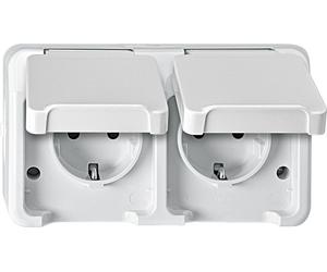 MERTEN SCHUKO-Doppel-Steckdose mit BRS polarweiss AQUASTAR MEG2320-8019 MEG2320-8019 (MEG2320-8019)