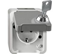 Merten MEG2422-8029. Buchsen-Typ: CEE 7/3, Unterstützte Stecker-Typen: CEE 7/4. Produktfarbe: Grau, Internationale Schutzart (IP-Code): IP44. Eingangsspannung: 250 V, Stromstärke (maximal): 16 A. Brei