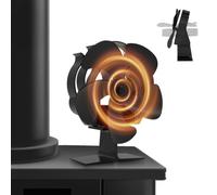 MERTTURM 90° Rotatif Ventilateur Poele à Bois, Alimenté par la Chaleur | Ventilateur de Cheminée pour Circulation de Chaleur, Sans Électricité, Silencieux, pour Poêle à Bois Cheminée Gaz Bûche, Noir