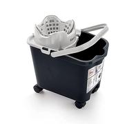 Mery | Seau à roulettes, Ouverture d'Essorage Automatique, 14L, Gris | 4 Roues Pivotantes 360°, sans Déversement en Tournant, Polypropylène Résistant, Essorage sans Effort, Transport Facile