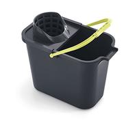 Mery - Seau Rectangulaire avec Égouttoir, Paroi Robuste de 2 mm, Canal de Vidange, Poignée Ergonomique, Gris, 12 L