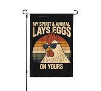 Mes animaux totems pondent des œufs sur les vôtres. Drapeau de jardin personnalisé 12x18 double face, drapeaux