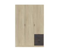 Mes Armoire 3 portes battantes - Naturel et noir