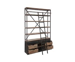 Mes Bibliothèque métal bois 4 étagères - Naturel
