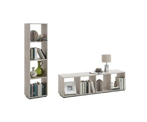 MES Bibliothèque VOSKA 4 Niches Chêne Grisé