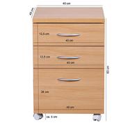 Mes Caisson de bureau à roulettes - Bois clair