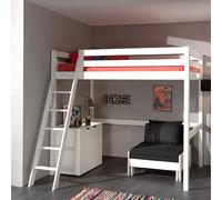 Mes Chambre enfant lit surélevé avec fauteuil et commode - Blanc