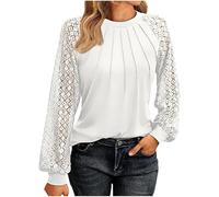 Mes Commandes en Cours De Livraison Passées,Vente Flash du Jour Et Soldes,Chemisier,Blouse,Top Femme Chic Et Élégant,Haut Femme Chic et Elegant,T Shirt Manche Longue Dentelle(Blanc,M)