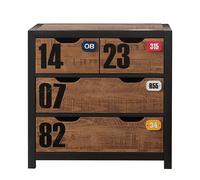 Mes Commode 4 tiroirs pin massif - Marron noir