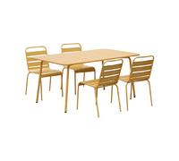 Mes Ensemble table de jardin 4 chaises - Jaune moutarde
