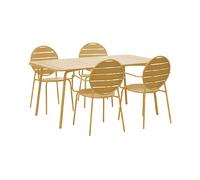 Mes Ensemble table et 4 fauteuils de jardin - Jaune moutarde