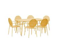 Mes Ensemble table et 6 fauteuils jardin - Jaune moutarde