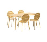 Mes Ensemble table jardin + 4 chaises - Jaune moutarde