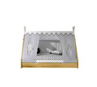 Vipack - Tipi Tente Lit Surface de couchage 90 x 200 cm, incl. sommier à lattes, tiroir de lit et toit de tente en textile, finition en pin massif naturel/blanc