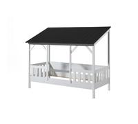 MES Lit cabane enfant 90x200 cm - Noir