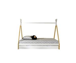 MES Lit enfant tipi INDY - Blanc et naturel - 90x200 cm