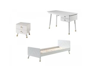 MES Lit GAMAY 90x200 cm avec chevet et bureau