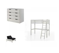 Mes Lit mezzanine enfant en pin - Blanc