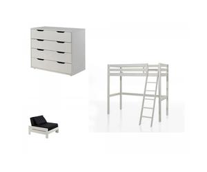 Mes Lit mezzanine enfant en pin - Blanc