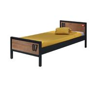 MES Lit simple BORY - Marron et noir 90x200 cm