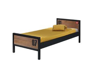 MES Lit simple BORY - Marron et noir 90x200 cm