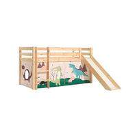 Mes Lit surélevé PINO avec toboggan - Décor dinosaures
