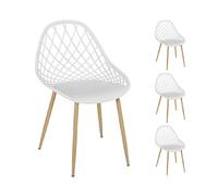 Mes Lot de 4 chaises de jardin - Blanc et naturel