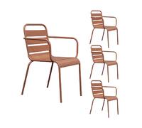 MES Lot de 4 chaises de jardin - Métal terracotta