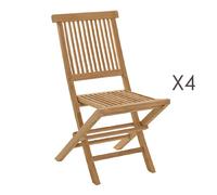 Mes Lot de 4 chaises de jardin pliantes - Teck