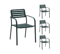Mes Lot de 4 fauteuils de jardin - Vert sapin