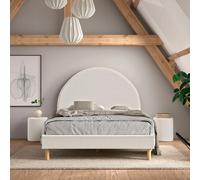Lit moon 140x200cm blanc avec pouf
