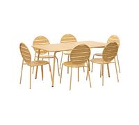 Mes Salon de jardin table + 6 chaises - Jaune moutarde