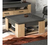 Mes Table basse carrée - Chêne et gris