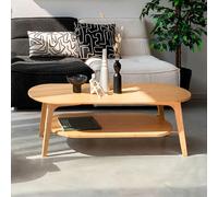 Mes Table basse ovale 2 niveaux bambou - Naturel