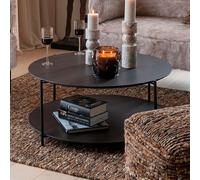 Mes Table basse ronde industrielle - Marron foncé et noir
