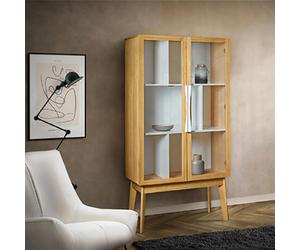Mes Vitrine bibliothèque 2 portes - Naturel blanc