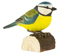 Mésange bleue à poser en bois sculpté à la main.
