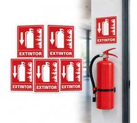 MESINURS Extintor Lot de 5 panneaux d'extincteur espagnol, 20 x 25 cm | Texte espagnol pur, PVC avec film protecteur, résistant à l'eau, dos autocollant, pour utilisation sur le lieu de travail