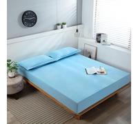 Mesnt Drap Housses 120 200, Drap-Housse en Fibre de Bambou Couleur Unie Drap de Matelas, Bleu Ciel, 120 x 200cm