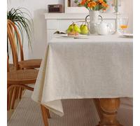 Mesnt Nappe Salon Tissus Beige, Coton Lin Ferme Nappe pour la Cuisine Café Restaurant et Le Jardin, Beige, 110 x 110 cm