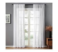 Mesnt Rideaux Salon Moderne, Rideau Transparent en Voile Semi-Transparent pour Chambre à Coucher Décoratif Salon Moderne Chambre Adult Cuisine, Blanc, 214 x 96 cm (HxL)